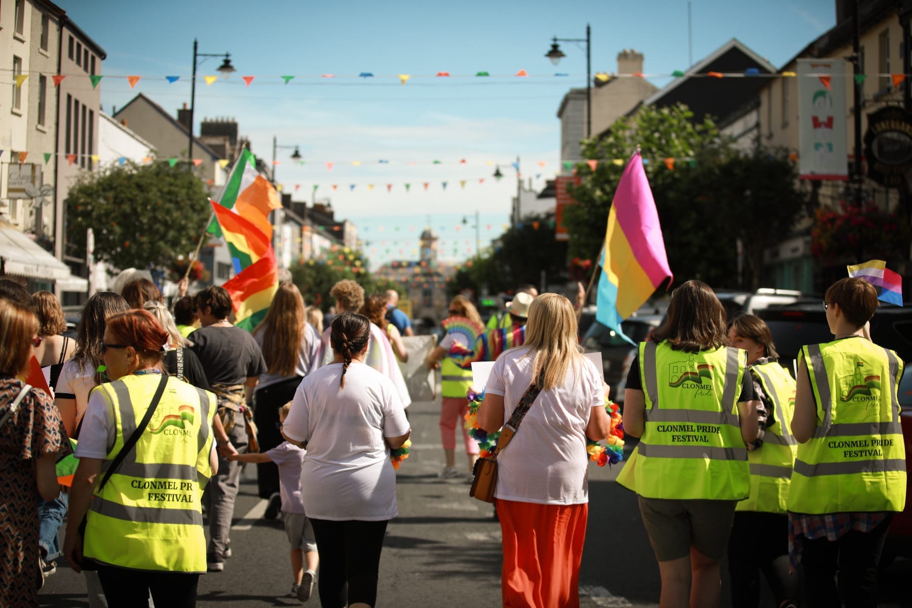 Crowds marching at Clonmel Pride