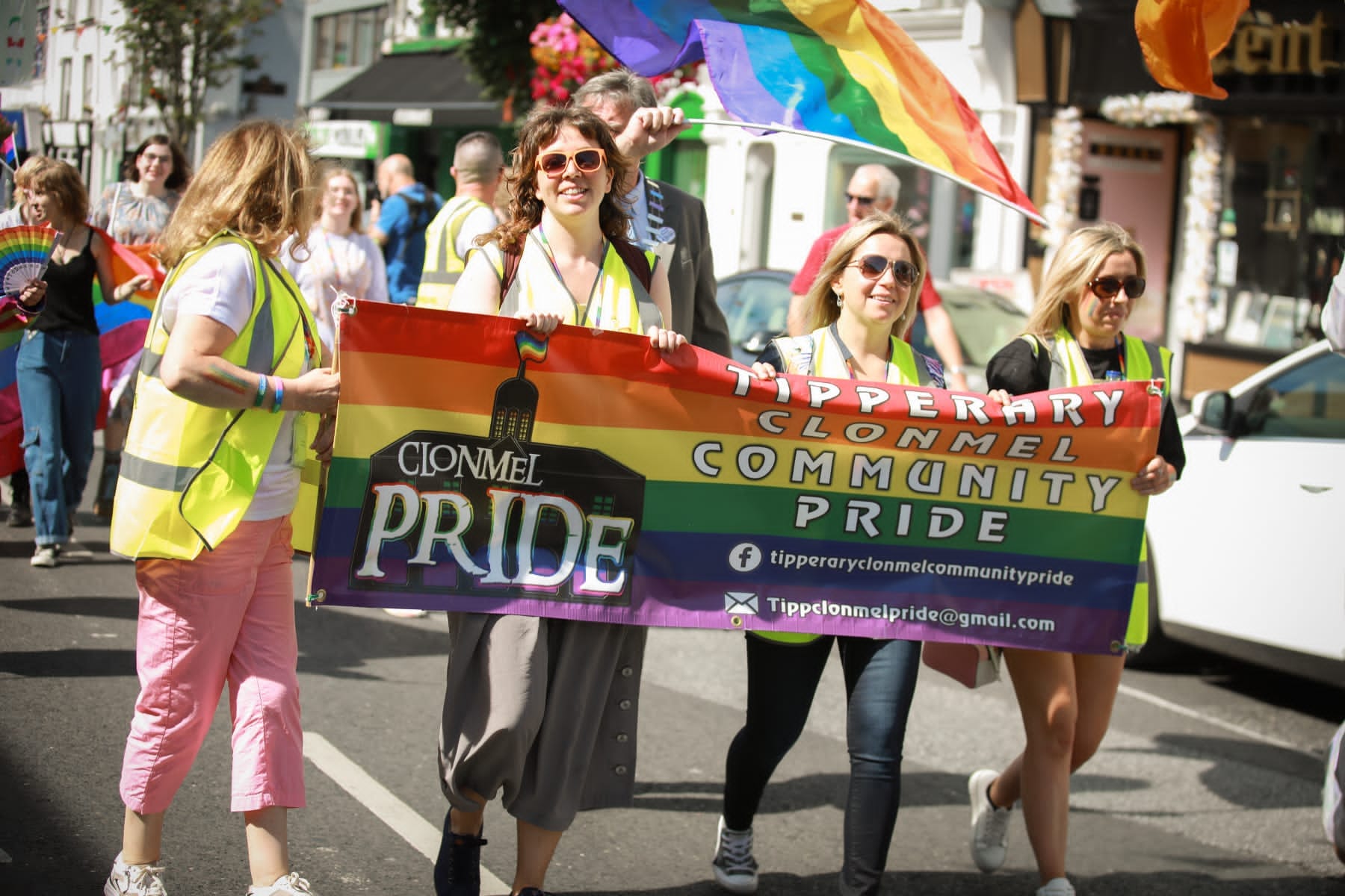 Crowds marching at Clonmel Pride