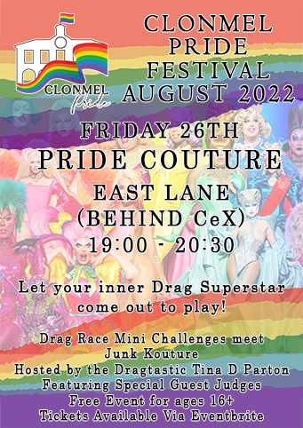 Pride couture poster with details of event